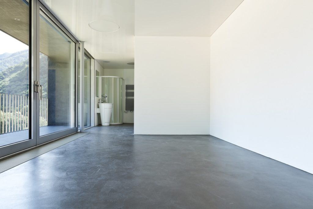 Concrete flooring of a bare house