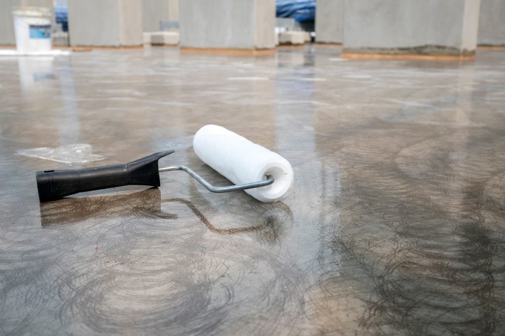 Shiny concrete flooring