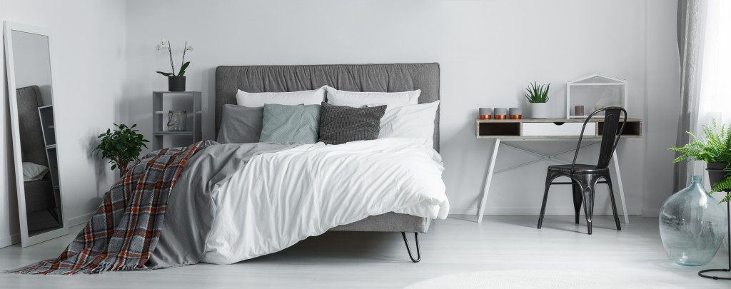 cozy bedroom with grey undertone