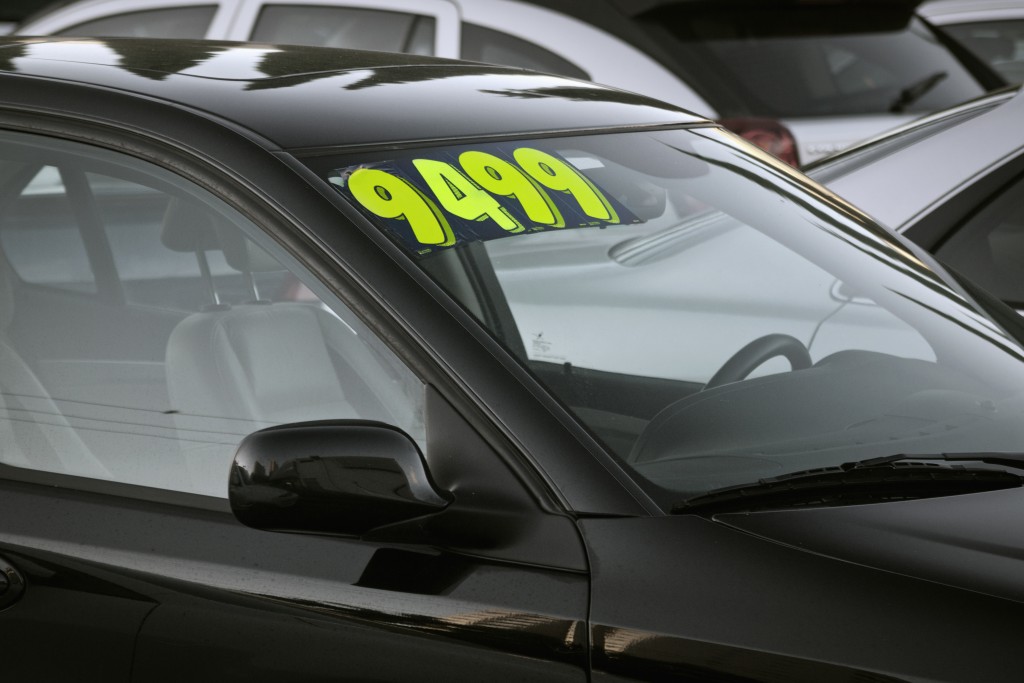 auto for sale in a used car lot