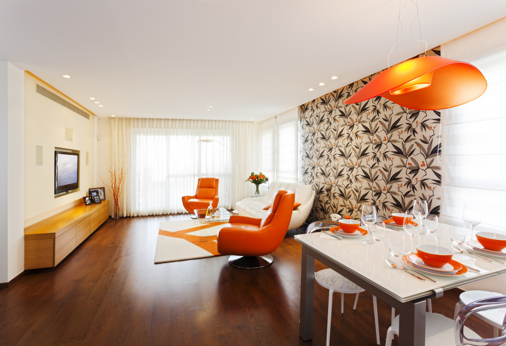 A stylish home design using the color orange