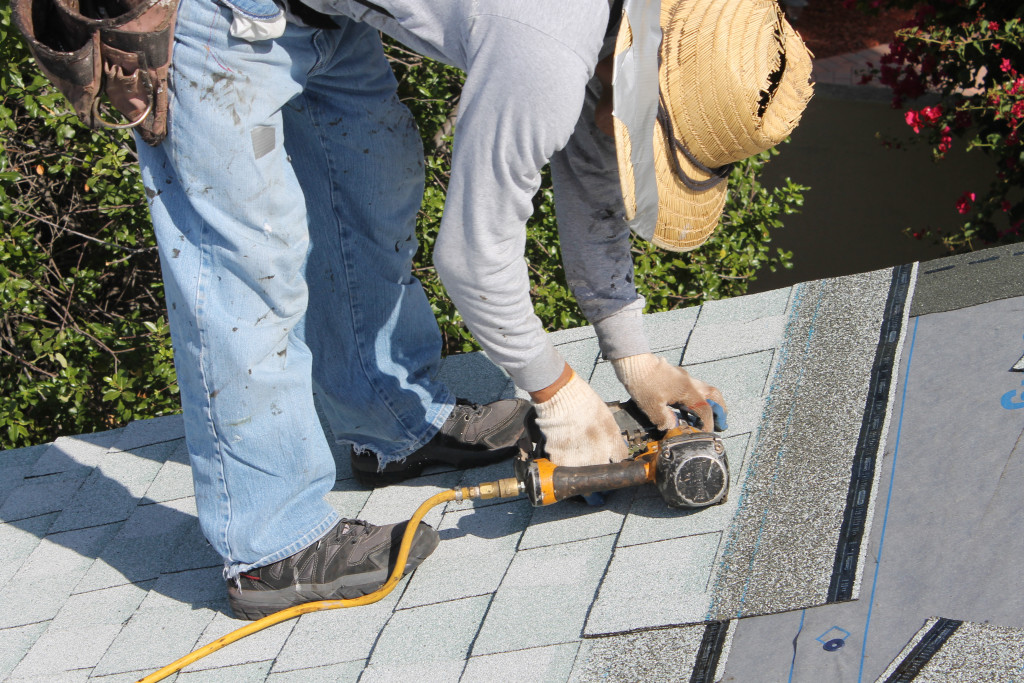 professional roofing service provider at work