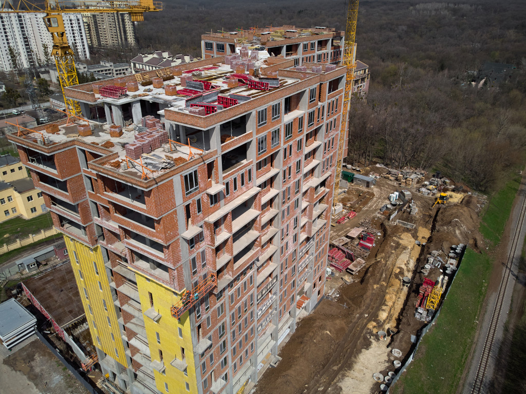 Aerial view of a construction project.