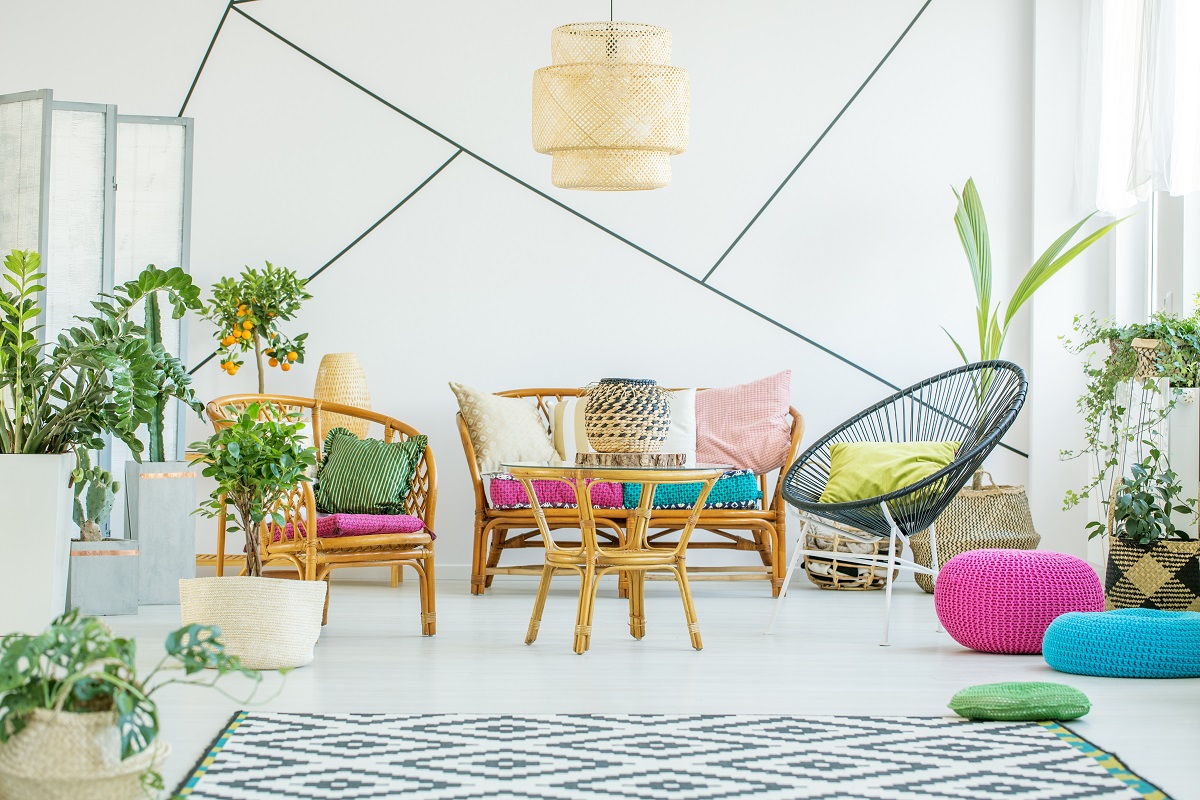 living room with decorative plants