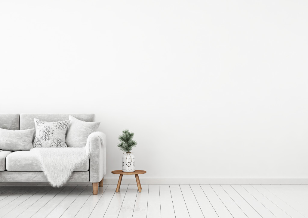 A living room in a neutral color