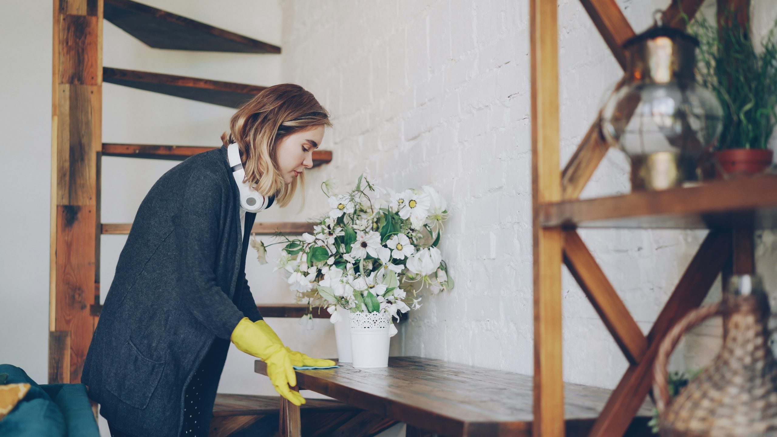woman cleaning a home